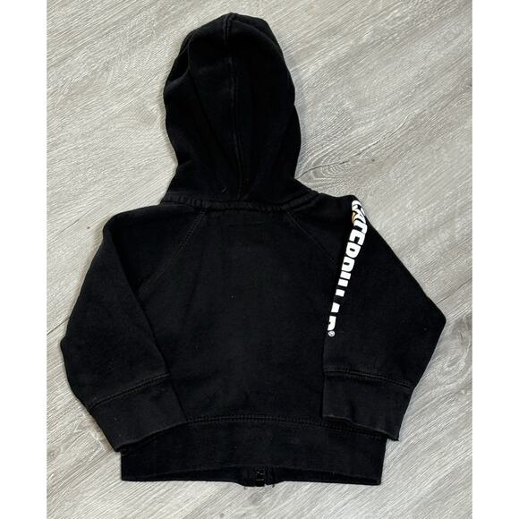 CAT Caterpillar Zip Up Hoodie Sweatshirt Kids Baby 12M Black Workwear - Picture 2 of 3